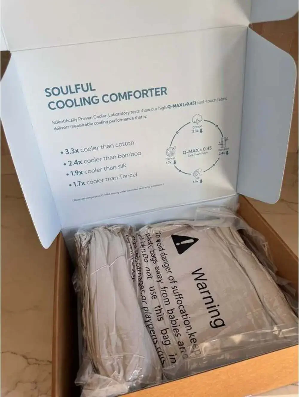 SOULFUL Cooling Comforter King Size, Cooling Blanket, LightGray, 106